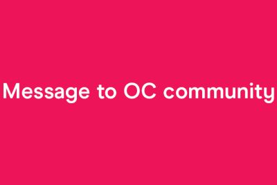 message to  community with red background